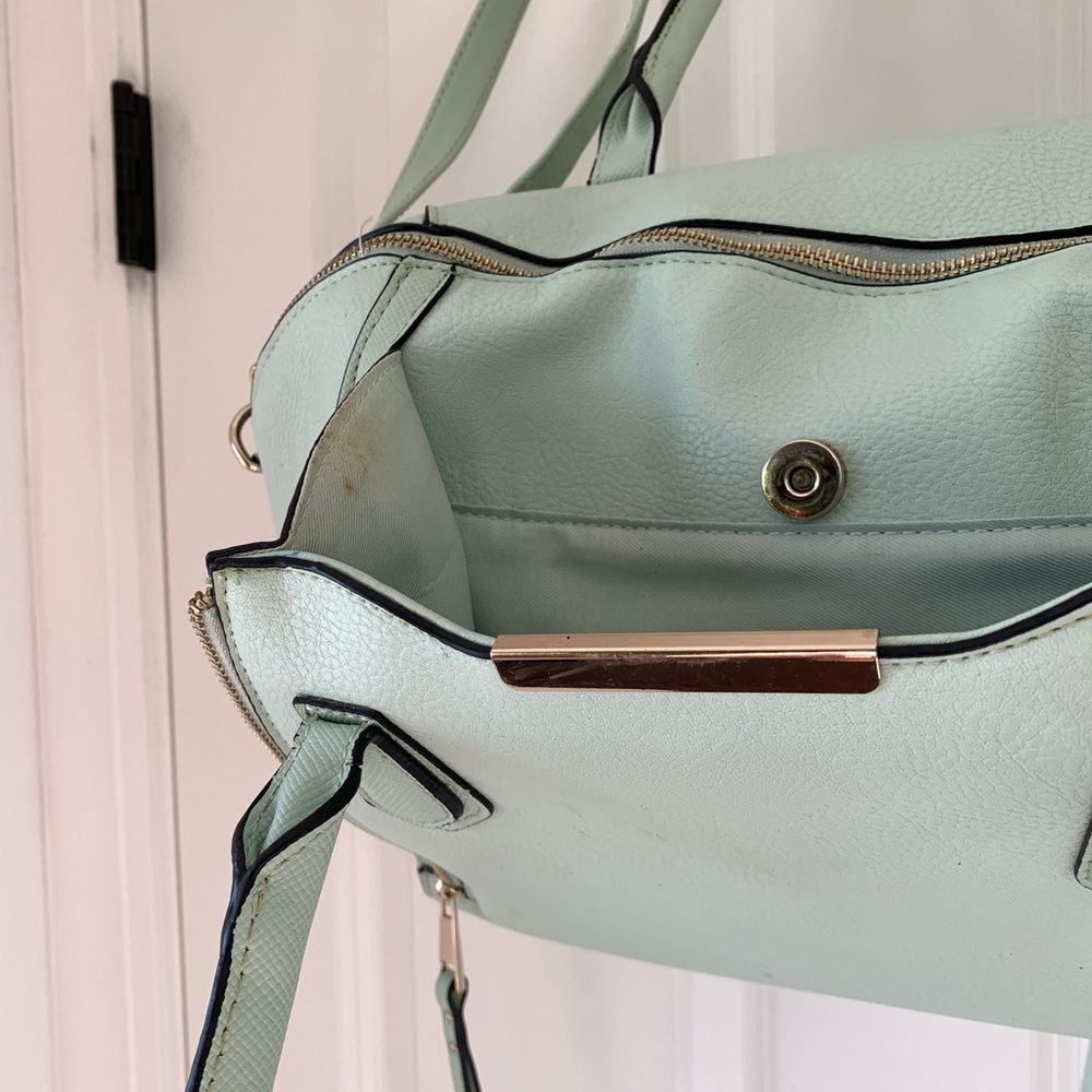 Merona Mint Green Blue Shoulder Handbag‎ Crossbody Gold Zip Women’s Purse Target - Picture 9 of 14